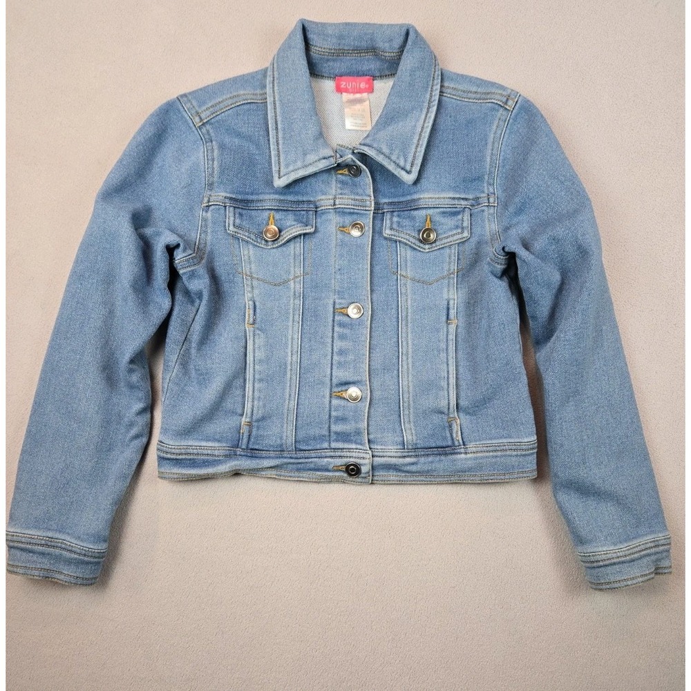 Zunie Girl Denim Jacket SIZE M 7/8 Light Wash Stretch Jean Jacket‎
